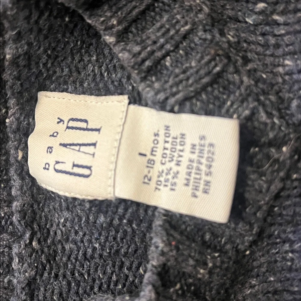 Vintage Baby GAP Infants Marled Navy Blue V Neck Sweater